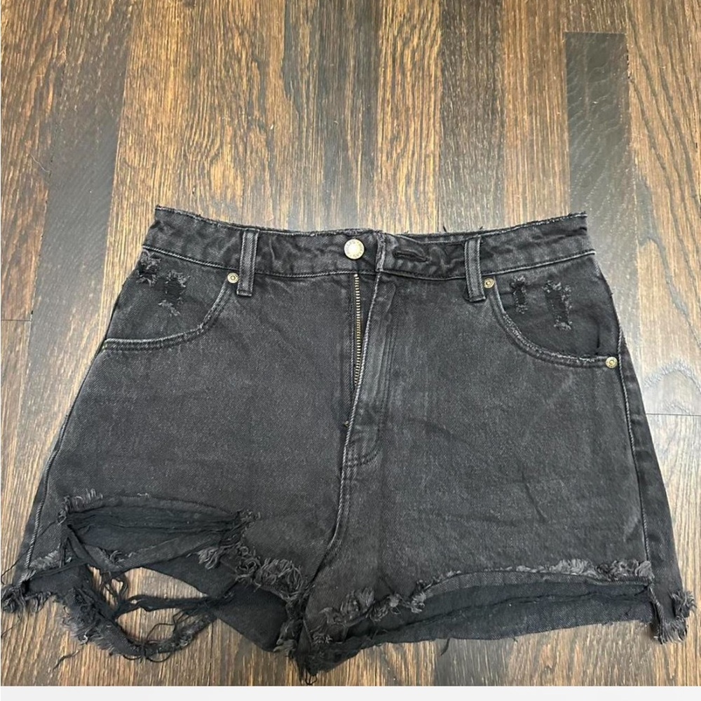 ROLLA'S Black Distressed Jean Shorts